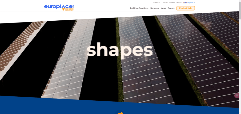 Screenshot of Europlacer website, renowned pick and place machine supplier for 2024